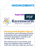 Ravensworth Baptist Church Announcements, September 4, 2011