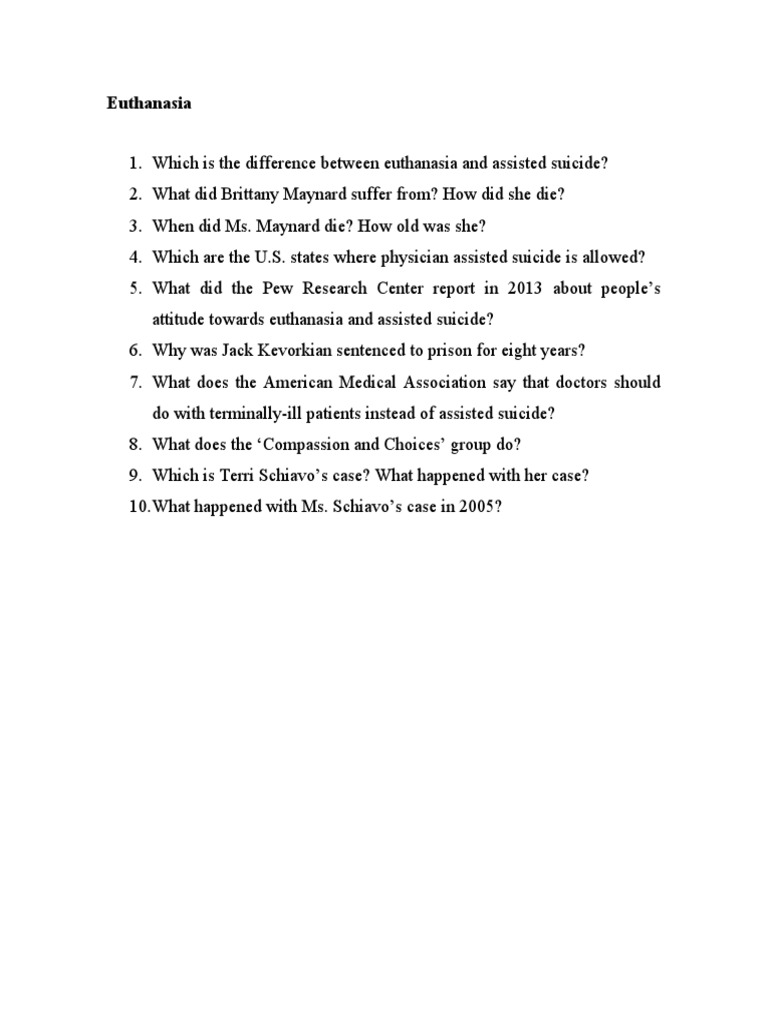 Euthanasia Questions | PDF
