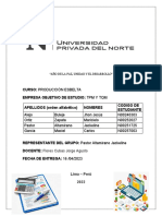 Curso: Producción Esbelta Empresa Objetivo de Estudio: TPM Y TQM APELLIDOS (Orden Alfabético) Nombres Codigo de Estudiante