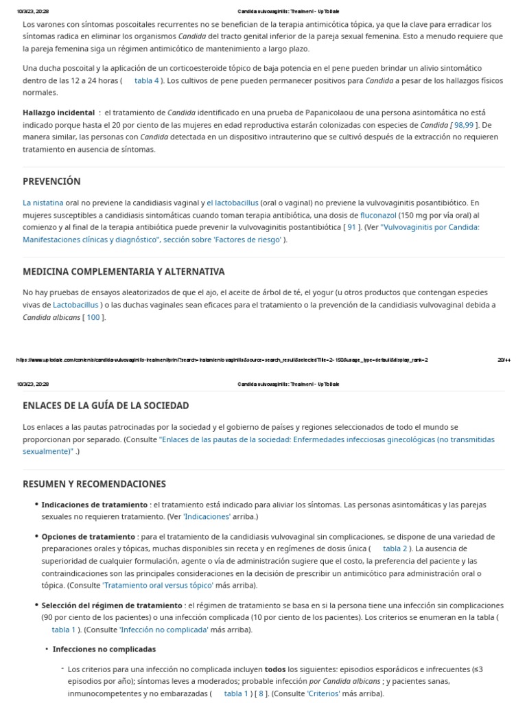 Candida Vulvovaginitis Treatment UpToDate2030 PDF Candidiasis Cuidado de la salud