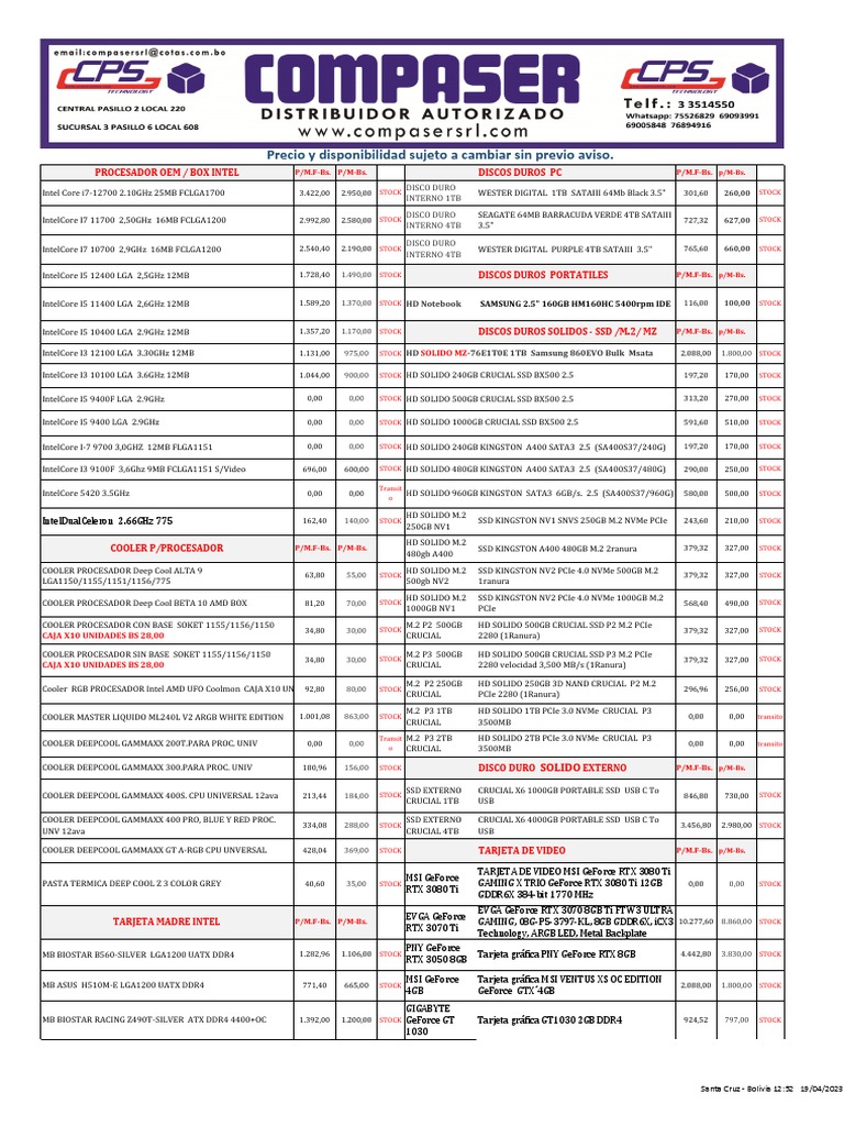 Componentes de PC y Precios Actualizados | PDF | Wi Fi | Computing