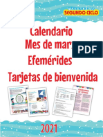 Calendario Mes de Marzo Efemérides Tarjetas de Bienvenida