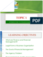 Topic 1: Introduction To Finance Management