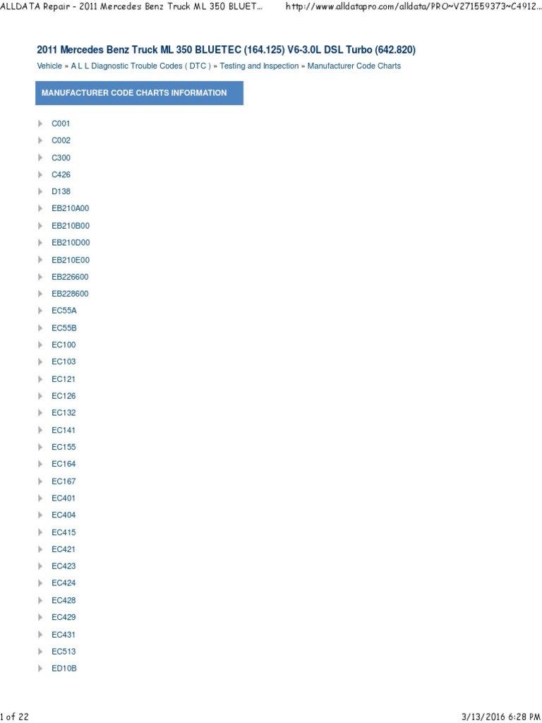 ALLDATA Repair - 2011 Mercedes Benz Truck ML 350 BLUETEC (164.125) V6-3