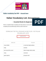 Italian Vocabulary List PDF - Around Town