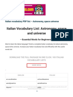 Italian Vocabulary PDF List - Astronomy, Space Universe