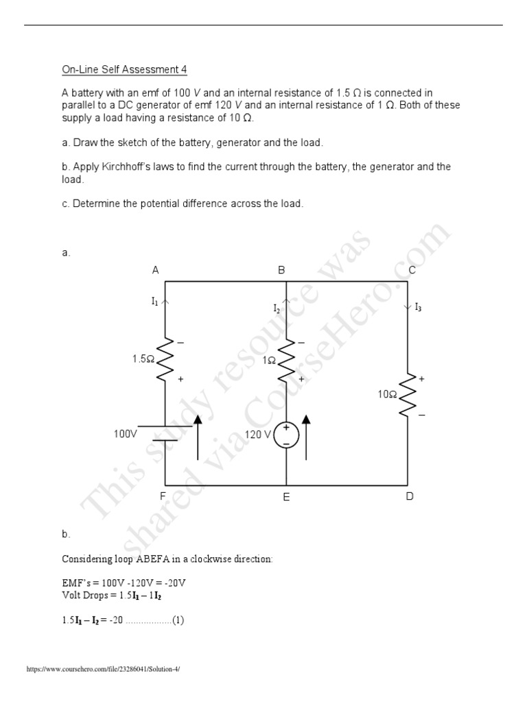 Determining Currents and Potential Difference in a Parallel Battery