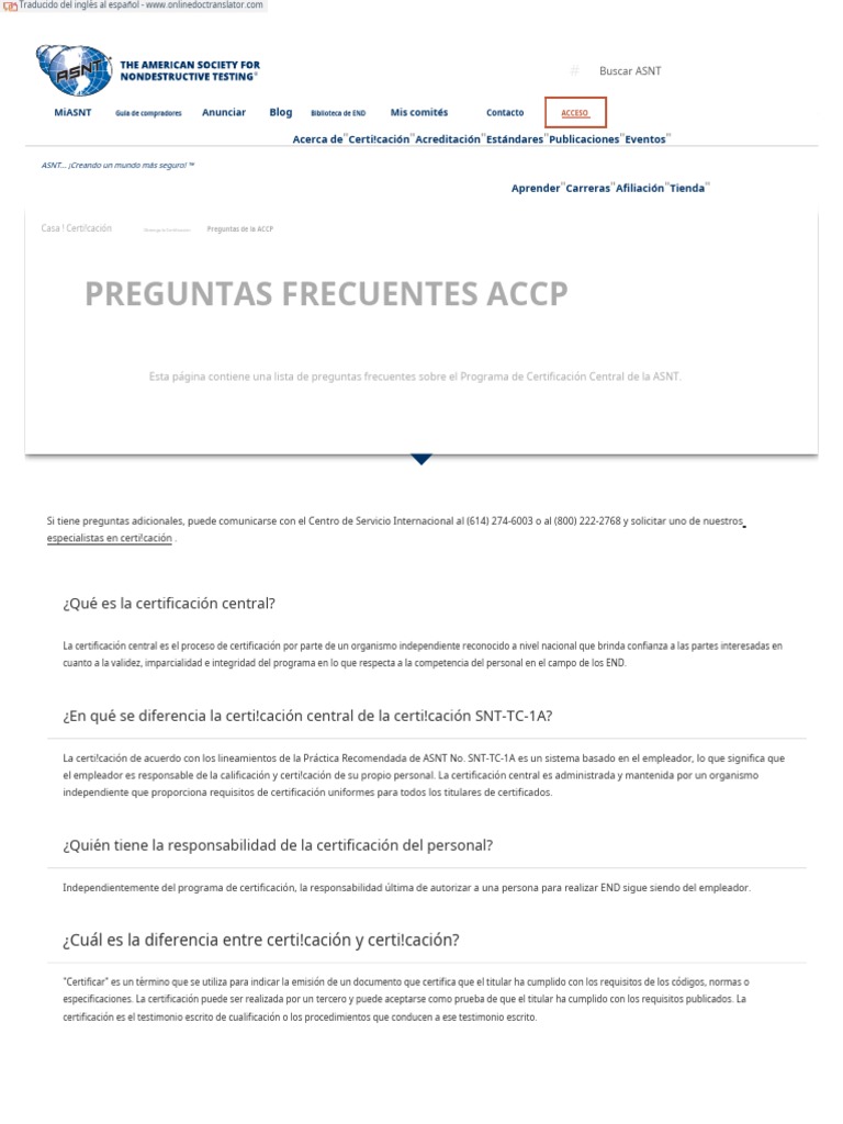 ESP-ACCP Frequently Asked Questions - En.es | PDF