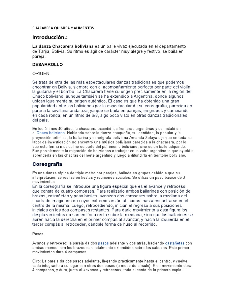 Chacarera: Danza Típica de Tarija | PDF | Bailes | Las artes escénicas