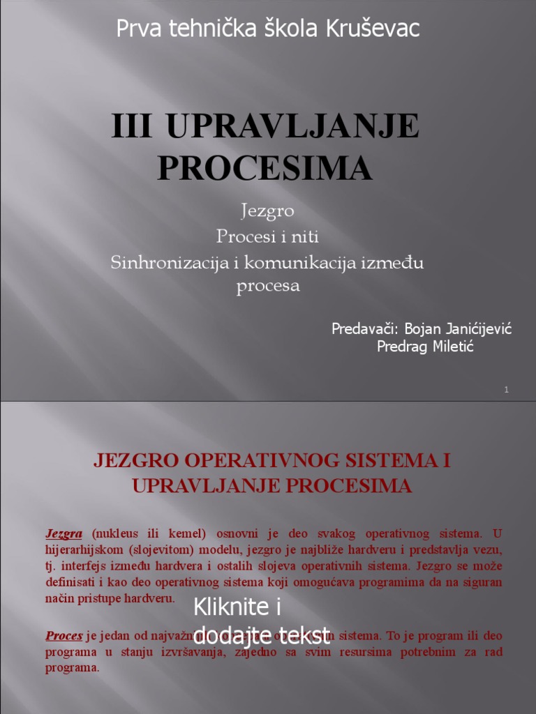 Jezgro, Procesi I Niti | PDF