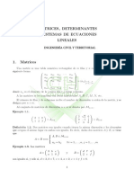 Matrices, Determinantes y Sistemas de Ecuaciones Lineales