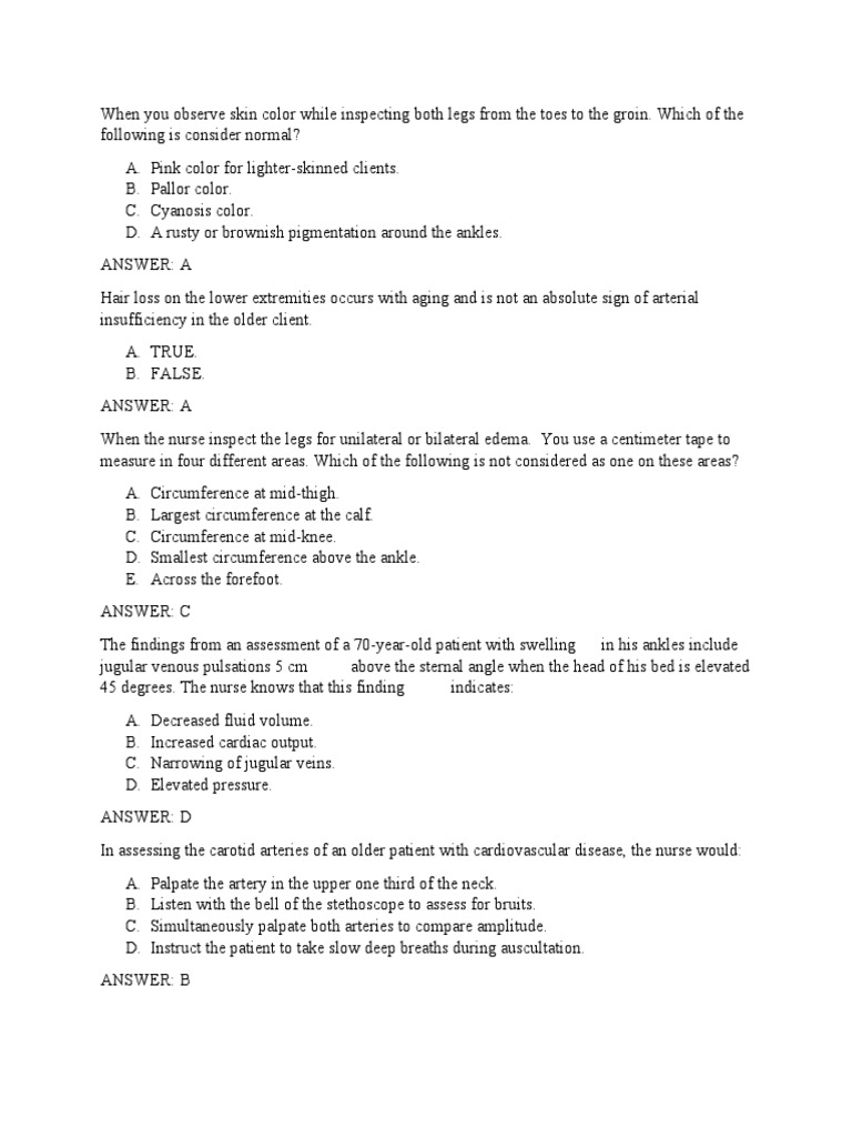 Assessing Skin Color, Edema, Pulses & Jugular Veins | PDF | Pulse | Vein