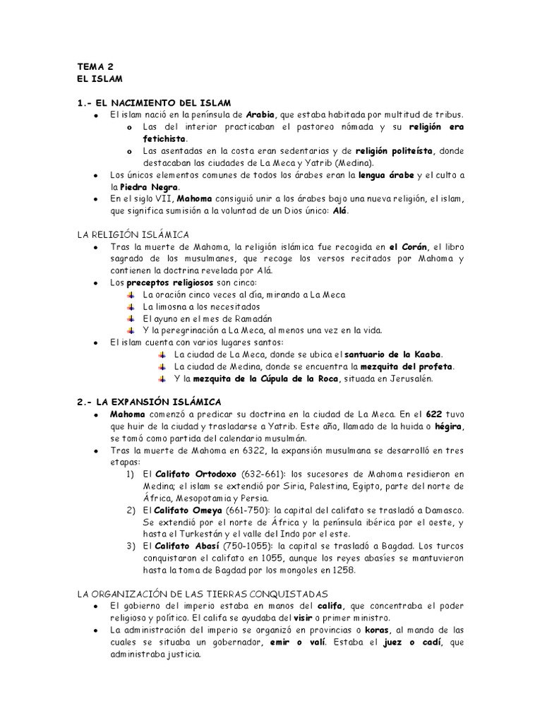 TEMA 2 El Islam | PDF | la meca | Mahoma