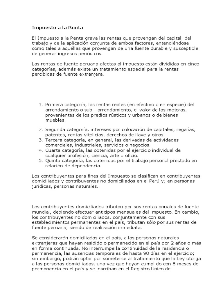 Guía del Impuesto a la Renta en Perú | PDF | Impuestos | Impuesto sobre ...