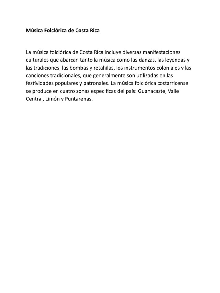 Música Folclórica de Costa Rica | PDF | Ciencias sociales