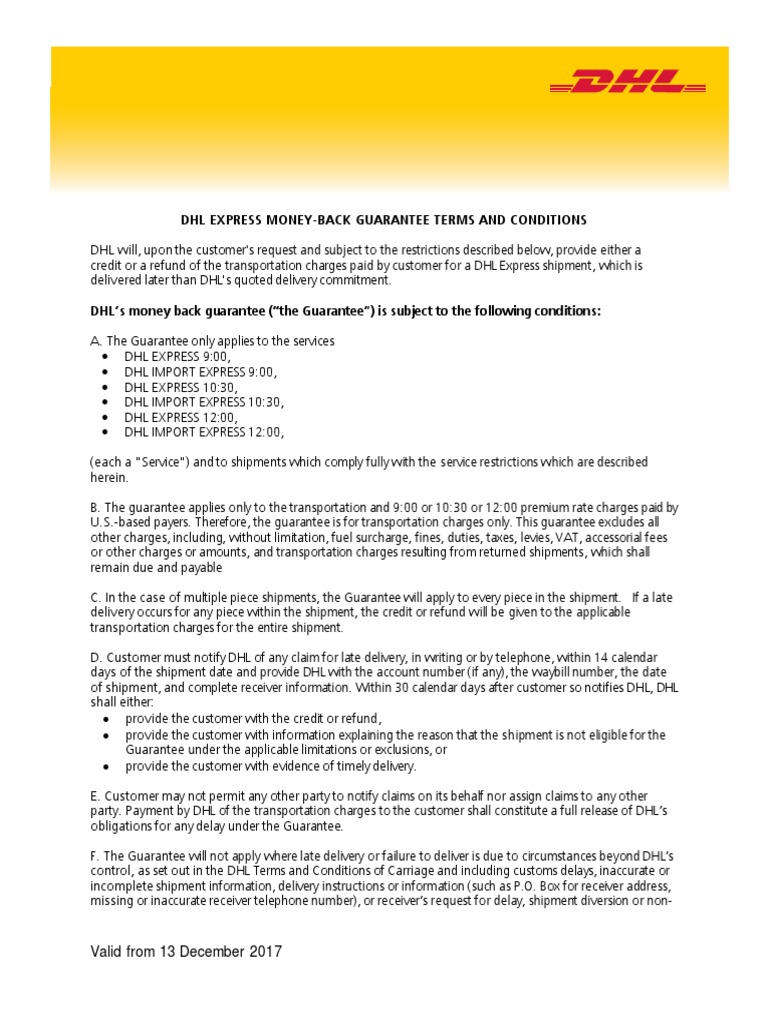 Money Back Guarantee Terms and Conditions Us en PDF Guarantee