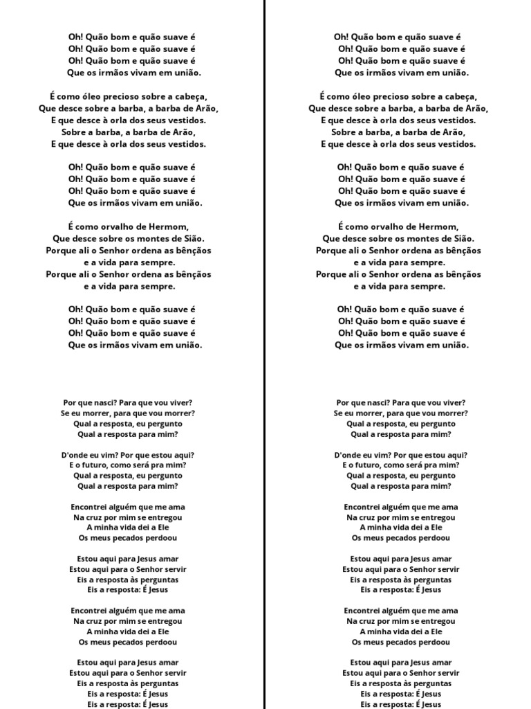 Oh! Quão bom e quão suave é Oh! Quão bom e quão suave é Oh! Quão bom e ...