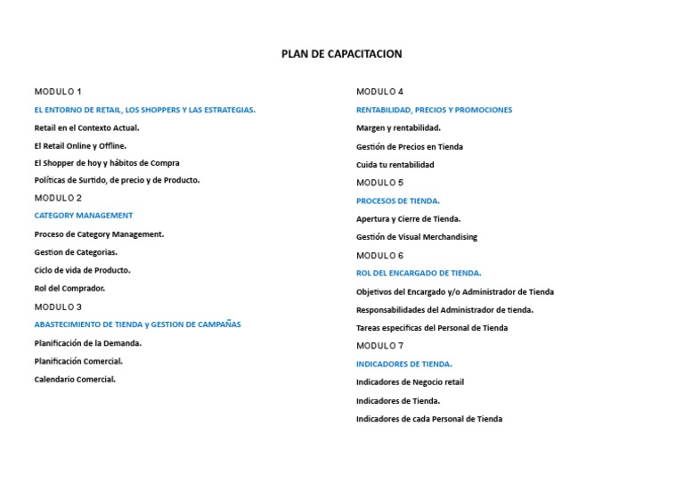 Plan de Capacitacion | PDF