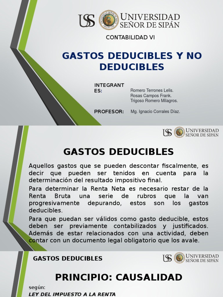 Gastos Deducibles y No Deducibles Fiscales | PDF | Impuesto sobre la ...