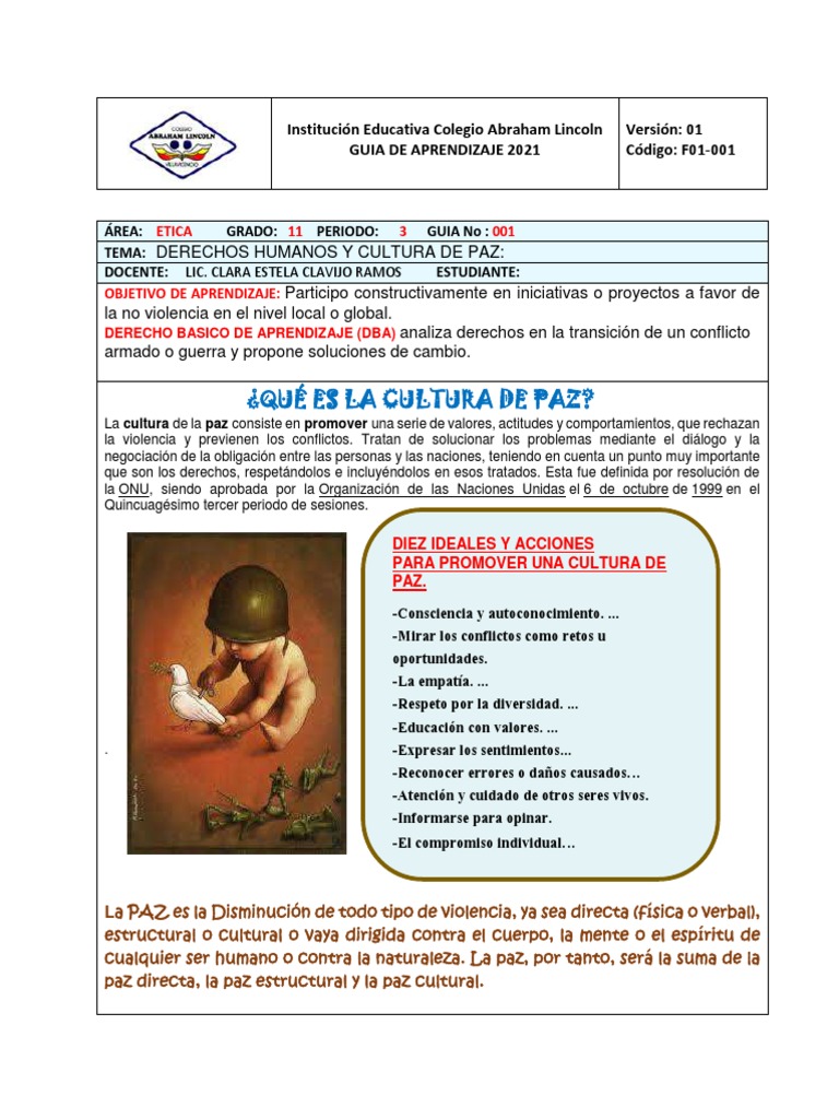 Cultura de Paz y Derechos Humanos en Colombia | PDF | Colombia ...