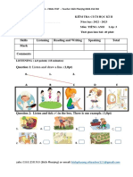 Skills Listening Reading and Writing Speaking Total Mark: Listen and Draw A Line