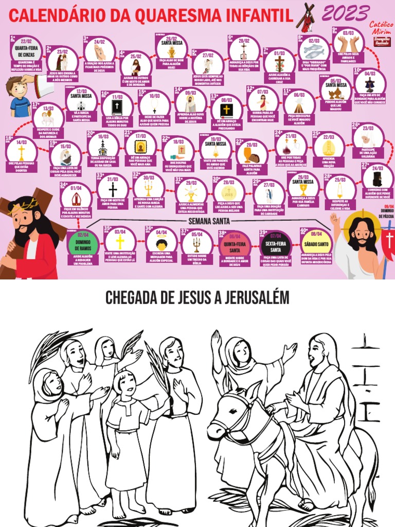 Calendário da Quaresma Infantil 2025 | PDF | Jesus | Missa (liturgia)