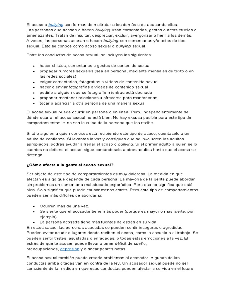 Guía sobre el acoso sexual y su impacto | PDF | Acoso sexual | Abuso sexual