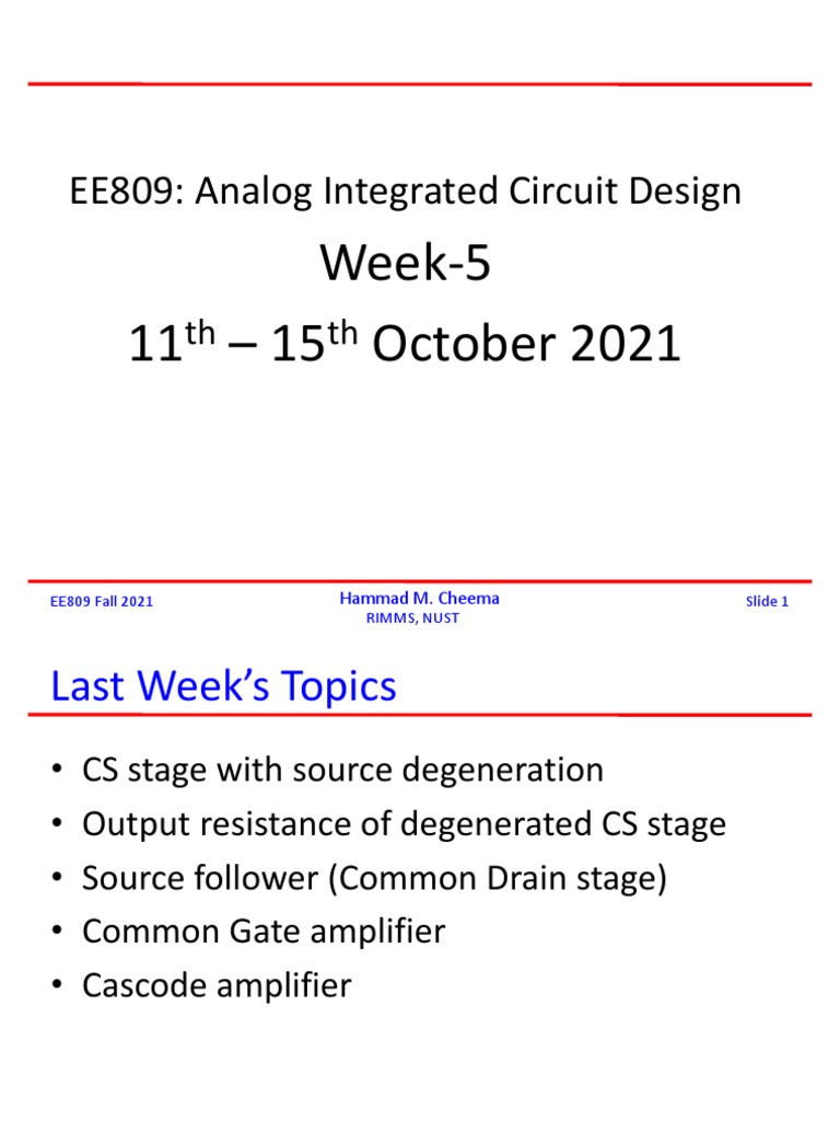 Analog Circuit Design Lecture | PDF | Amplifier | Mosfet