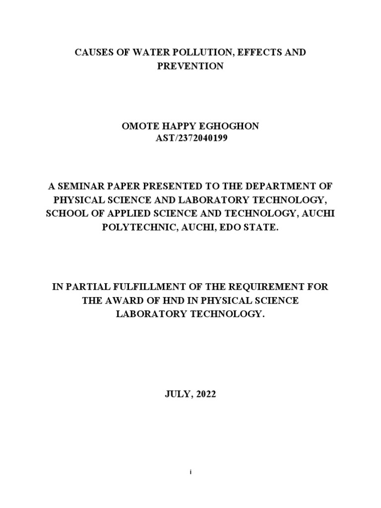 Water Pollution: Causes, Effects, Prevention | PDF | Water Pollution ...