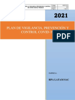 Plan de Vigilancia, Prevención Y Control Covid-19: Rpa Latam Sac