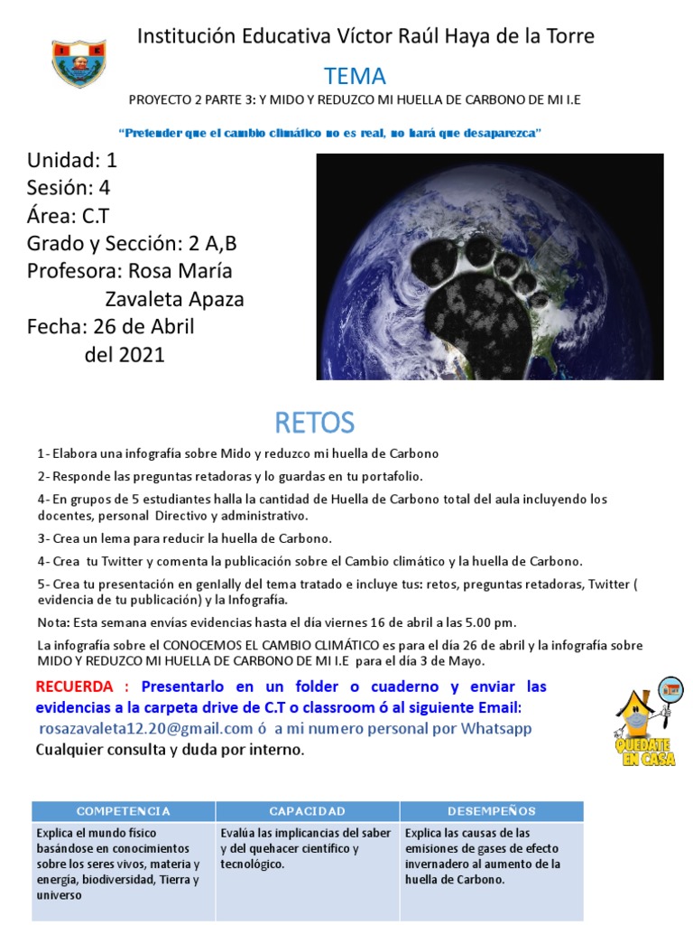 Reduce tu Huella de Carbono en la I.E. | PDF | Huella de carbono | Cambio