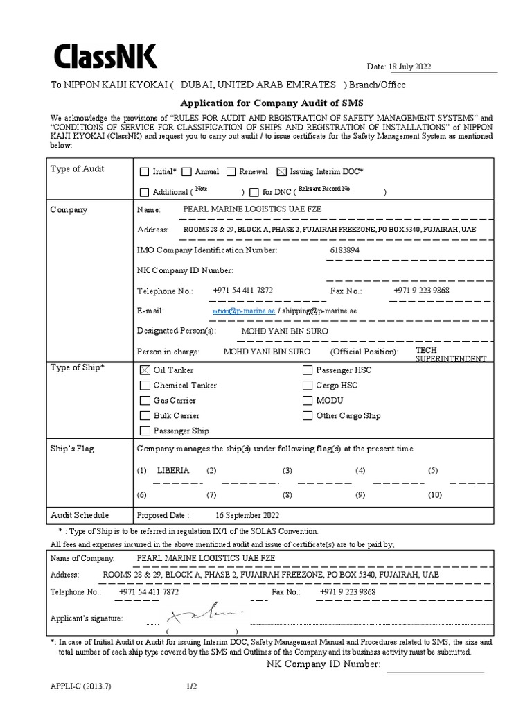 Appli NK | PDF | Ships | Oil Tanker