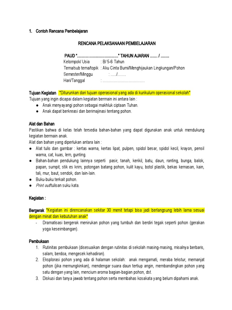 Contoh Rencana Pembelajaran | PDF