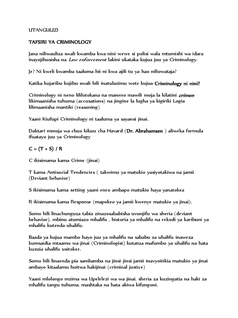 Introduction To Criminology | PDF