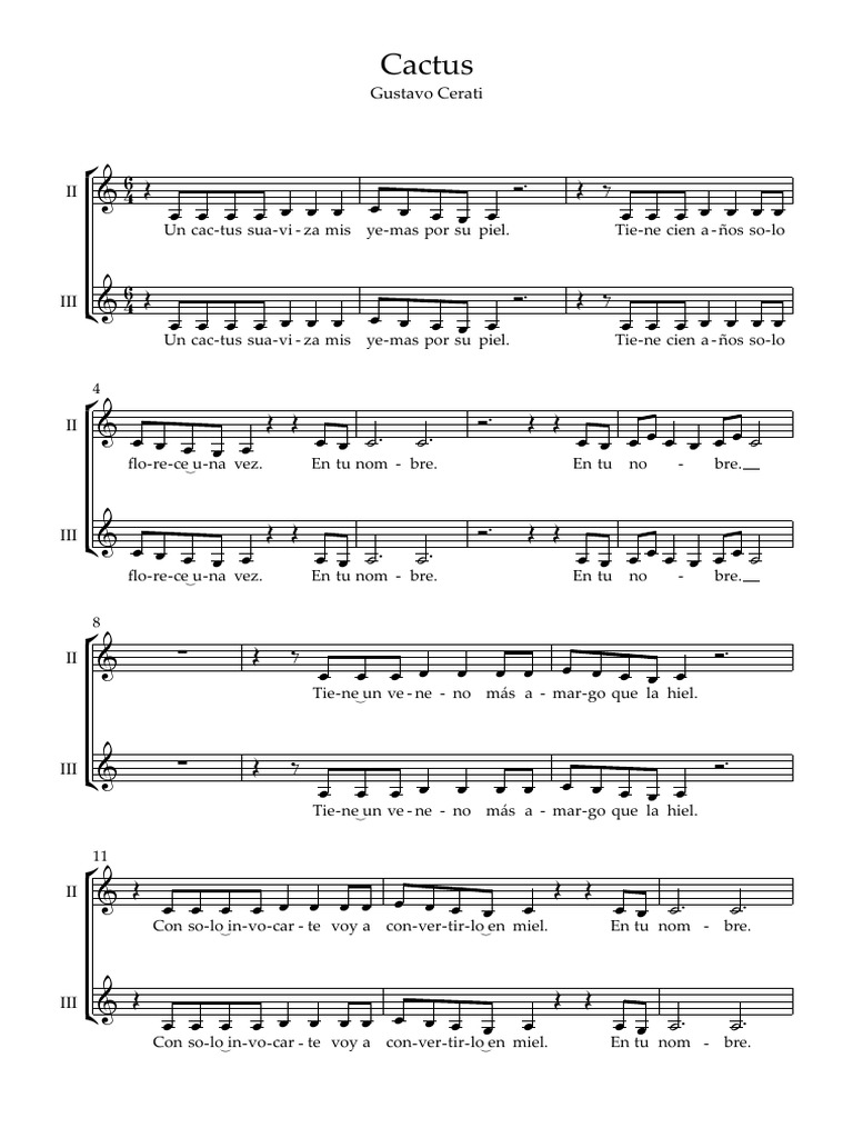 Cactus - Score | PDF