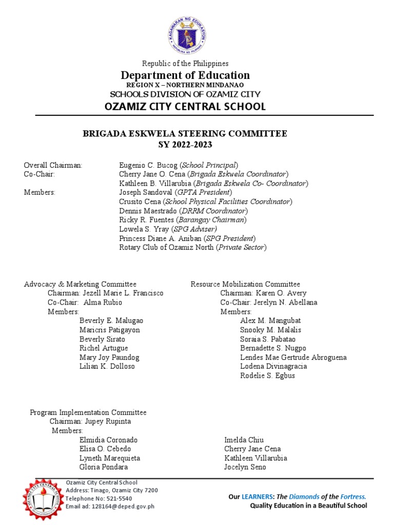 Brigada Eskwela Committee Overview | PDF