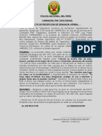 Acta de Recepcion de Denuncia Verbal Por Violencia Psicologica