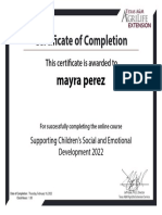 Certificate - Clock Hours 2022 Supporting Childrens Social and Emotional Development 2022 Perez