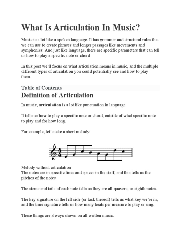 What Is Articulation In Music PDF Music Theory Musicology