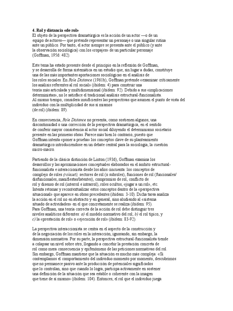 Distancia de rol en Goffman | PDF | Sociología | Comportamiento