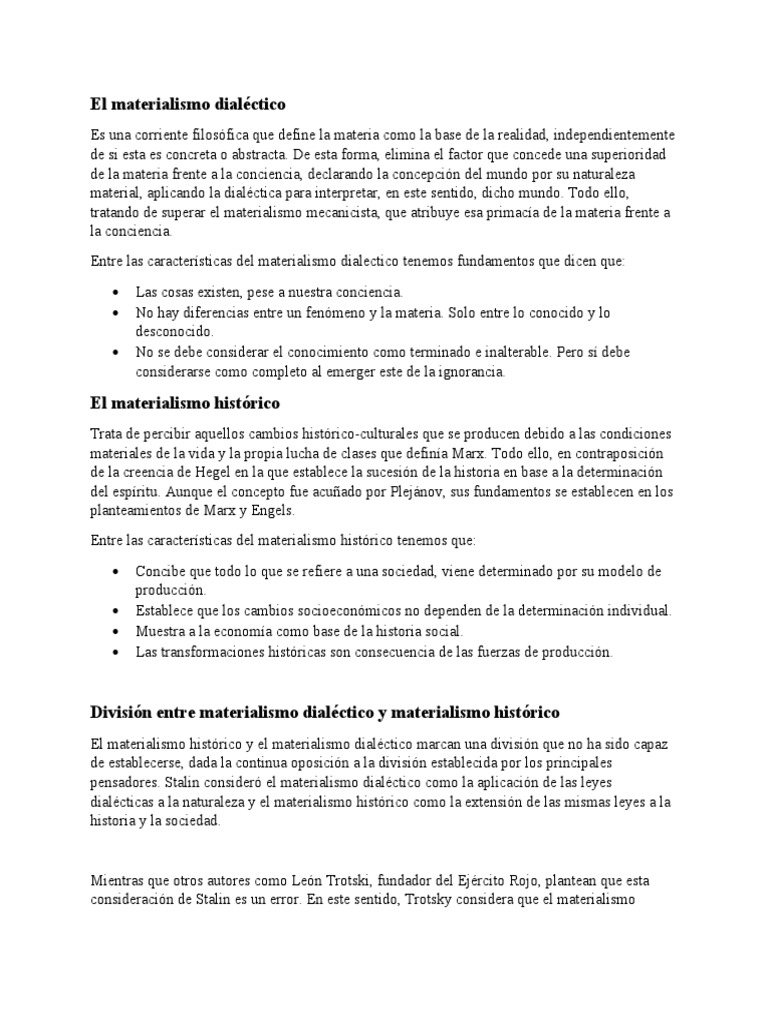 El Materialismo Dialéctico E Historico Pdf Dialéctico Materialismo