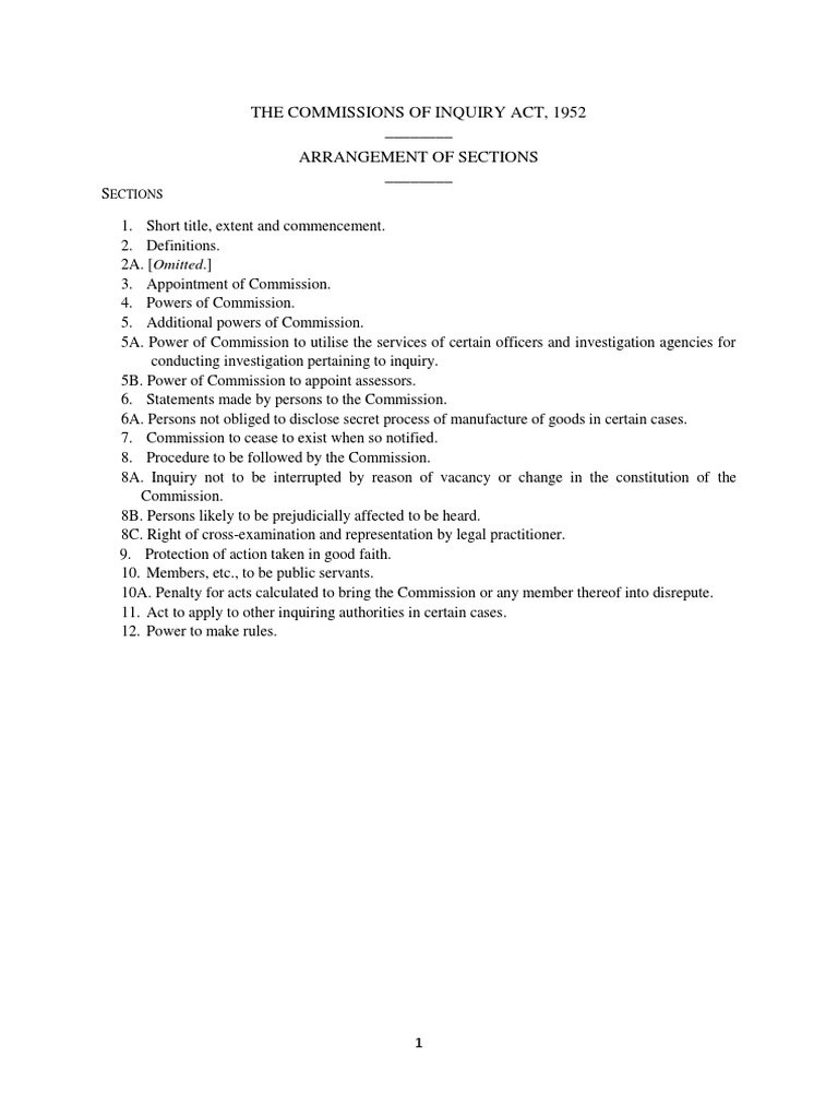 Commissions of Inquiry Act Overview | PDF | Criminal Procedure In South ...