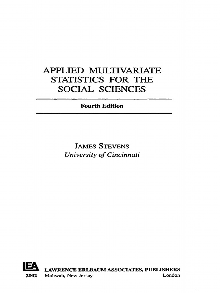 Applied multivariate statistics for the social sciences university of