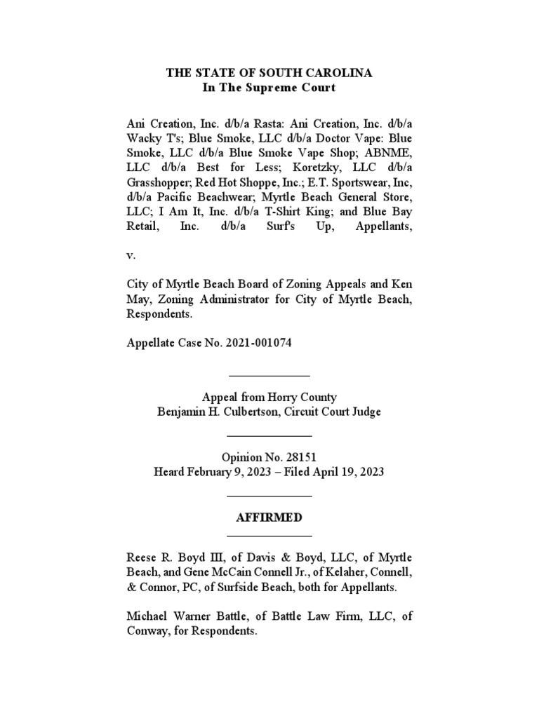 South Carolina Supreme Court PDF Fourteenth Amendment To The United