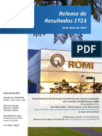 Press Release Do Resultado Das Indústrias Romi Do 1T23