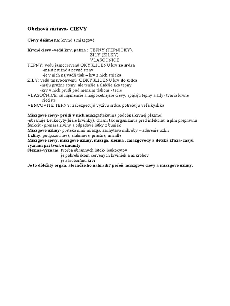 Človek-Obehová Sústava-Cievy | PDF