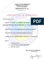Certificate of Indigency: Barangay Vi - D