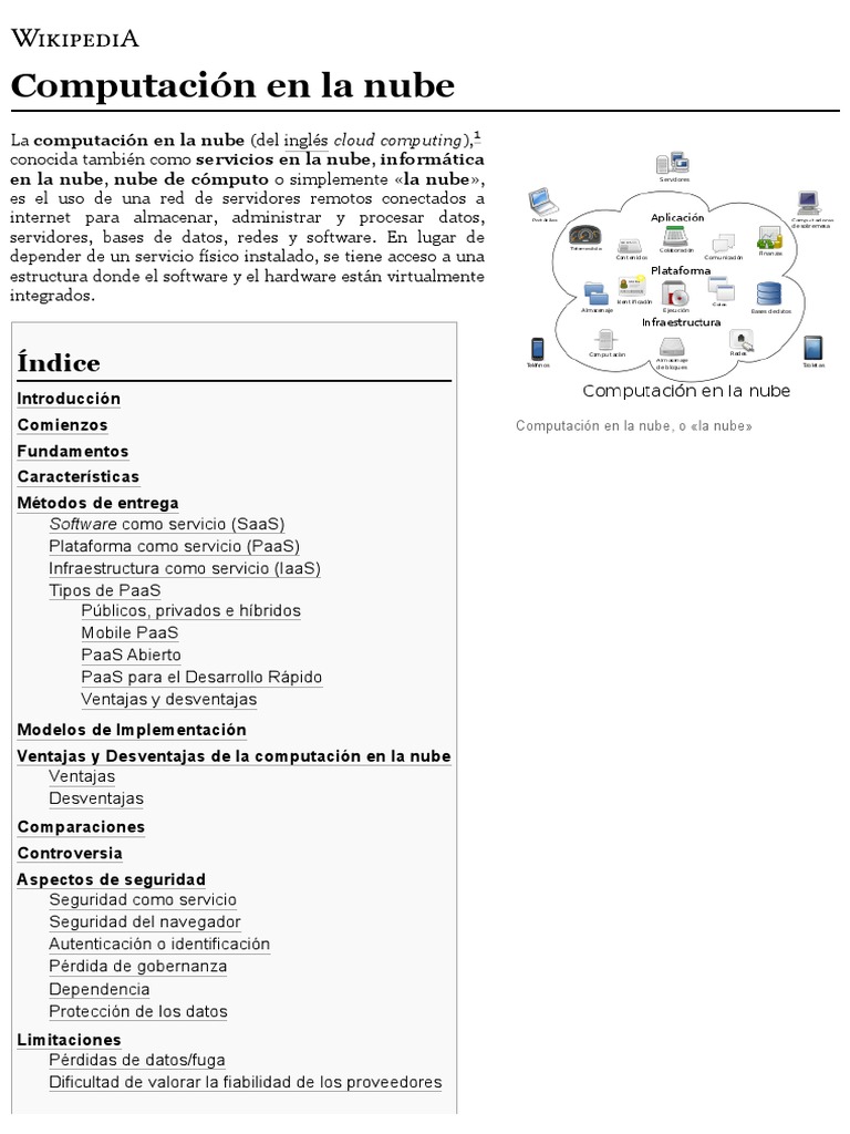 Computación en La Nube - Wikipedia, La Enciclopedia Libre | PDF ...