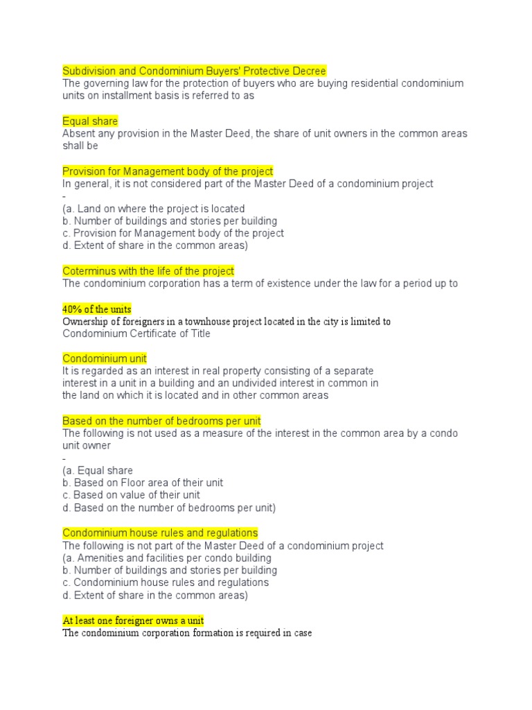 Condominium Buyers' Rights and Rules | PDF