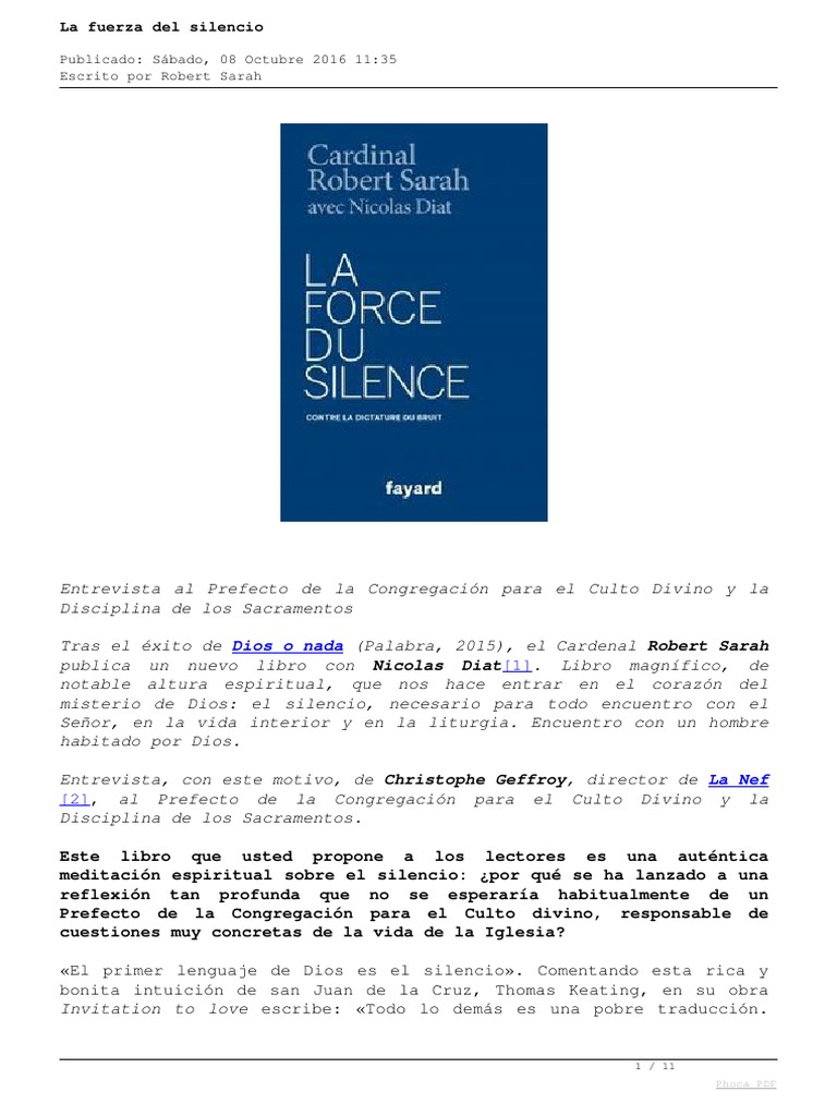 La Fuerza Del Silencio PDF Amor Cristo (título)